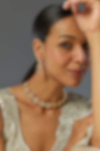 Gold Finish Kundan Polki Necklace Set by VASTRAA Jewellery at Pernia's Pop Up Shop