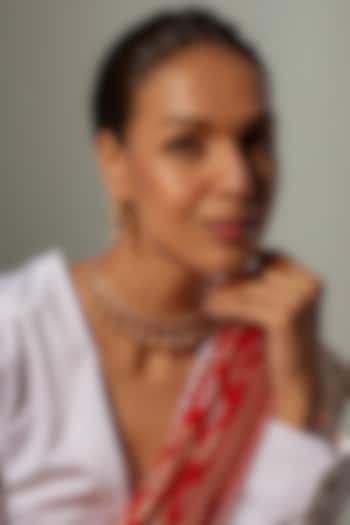 Gold Finish Multi-Colored Stone & Kundan Polki Temple Necklace Set by VASTRAA Jewellery at Pernia's Pop Up Shop