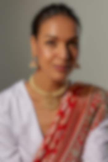 Gold Finish Pearl Temple Necklace Set by VASTRAA Jewellery at Pernia's Pop Up Shop