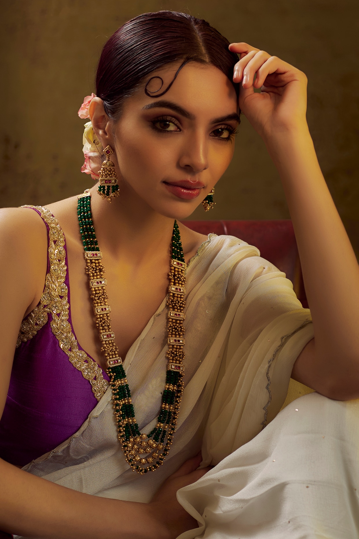 Buy Captivating Pink Diamond Colored jewellery necklace set online | Lehenga -Saree