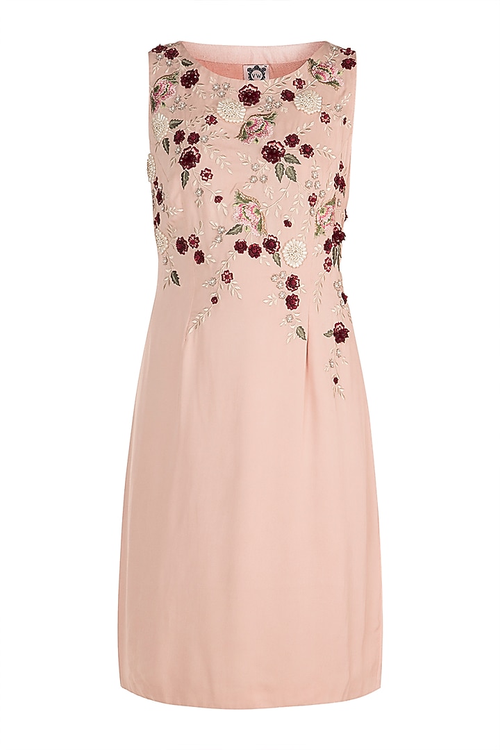 Tea Rose Embroidered Floral Dress Design by Varsha Wadhwa at Pernia's