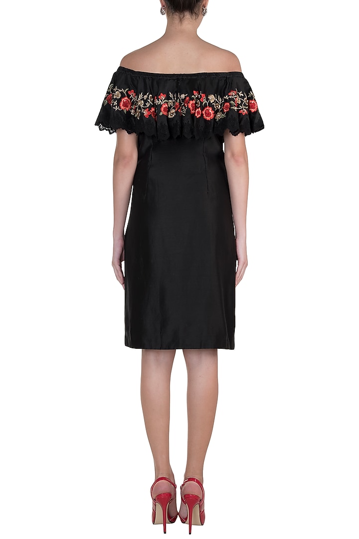 Black Embroidered Shift Vacation Dress by Varsha Wadhwa at Pernia's Pop Up Shop