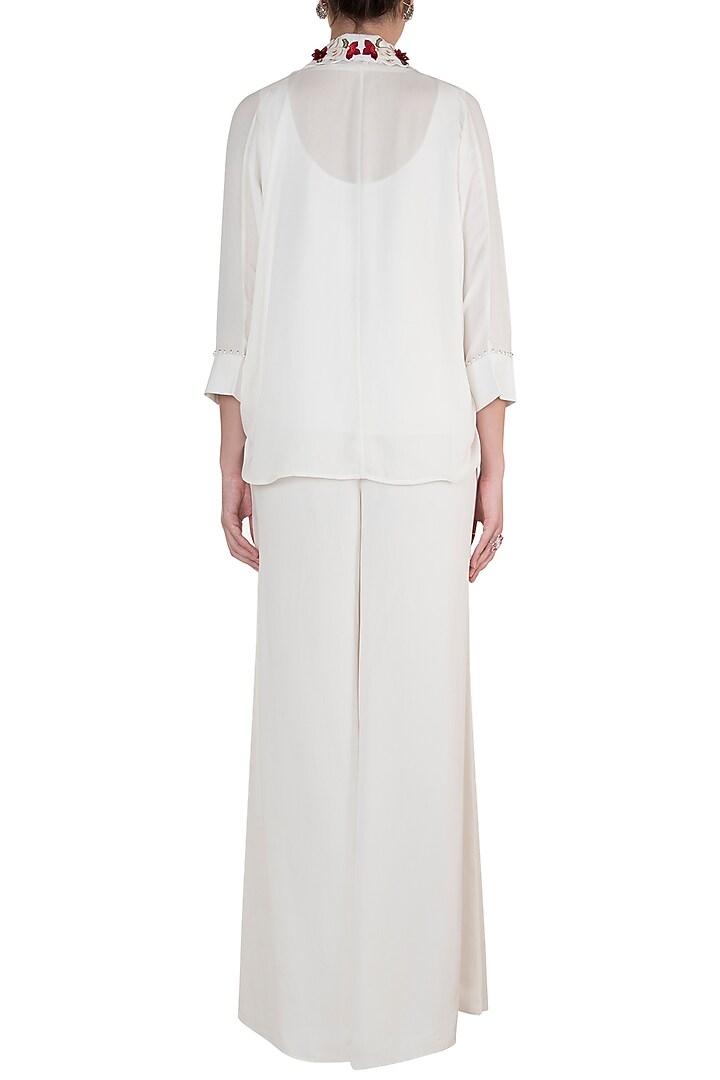 White Hand Embroidered Open Jacket With Camisole by Varsha Wadhwa at Pernia's Pop Up Shop