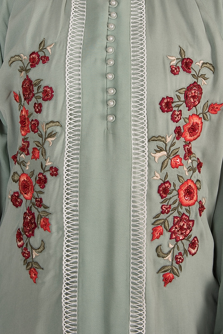 Ice Blue Embroidered Top by Varsha Wadhwa at Pernia's Pop Up Shop
