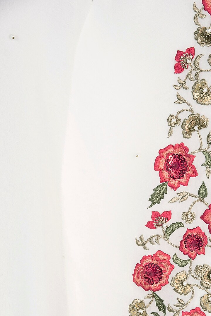 Ivory Embroidered Floral Kaftan by Varsha Wadhwa at Pernia's Pop Up Shop