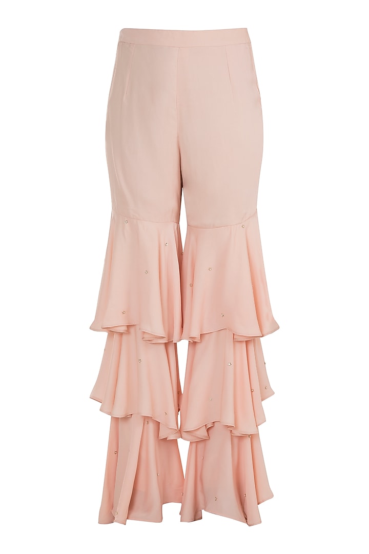 Tea Rose Embroidered Wedding Sharara Set by Varsha Wadhwa at Pernia's Pop Up Shop