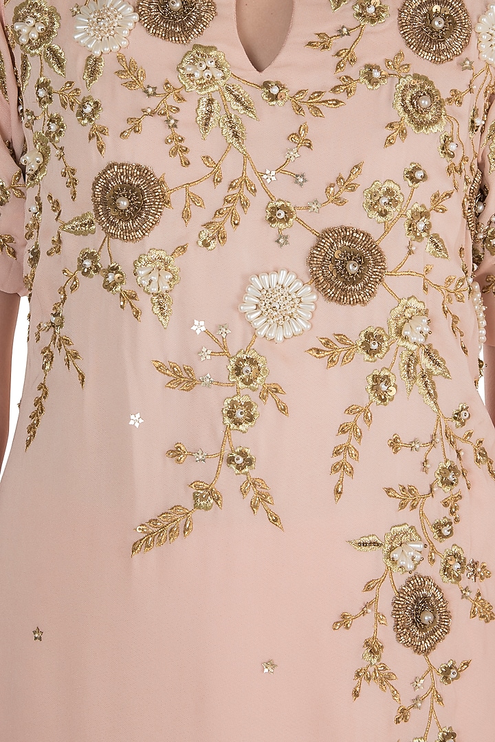Tea Rose Embroidered Wedding Sharara Set by Varsha Wadhwa at Pernia's Pop Up Shop