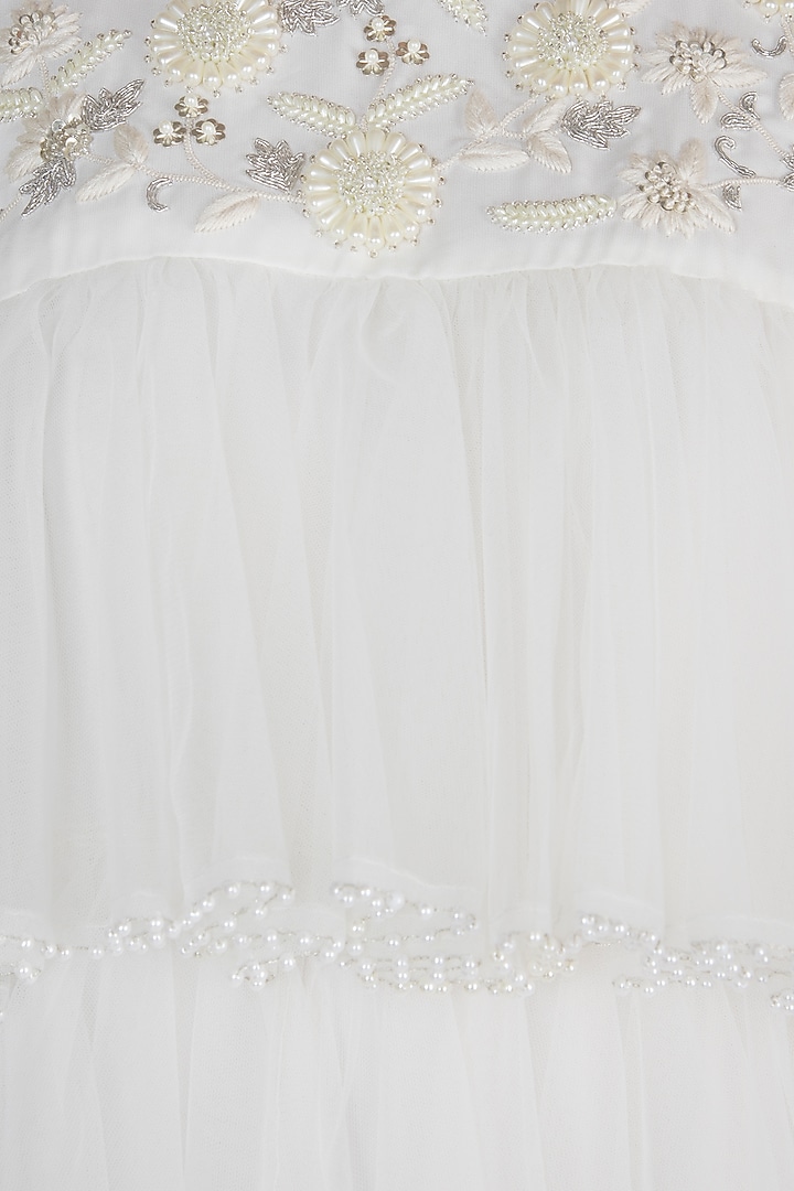 White Embroidered Tiered Vacation Dress by Varsha Wadhwa at Pernia's Pop Up Shop