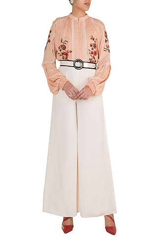Tea Rose Embroidered Top by Varsha Wadhwa