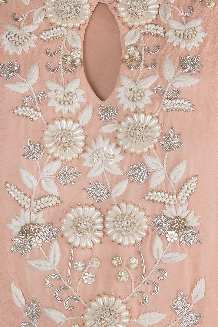 Tea Rose Embroidered Cape Top by Varsha Wadhwa at Pernia's Pop Up Shop