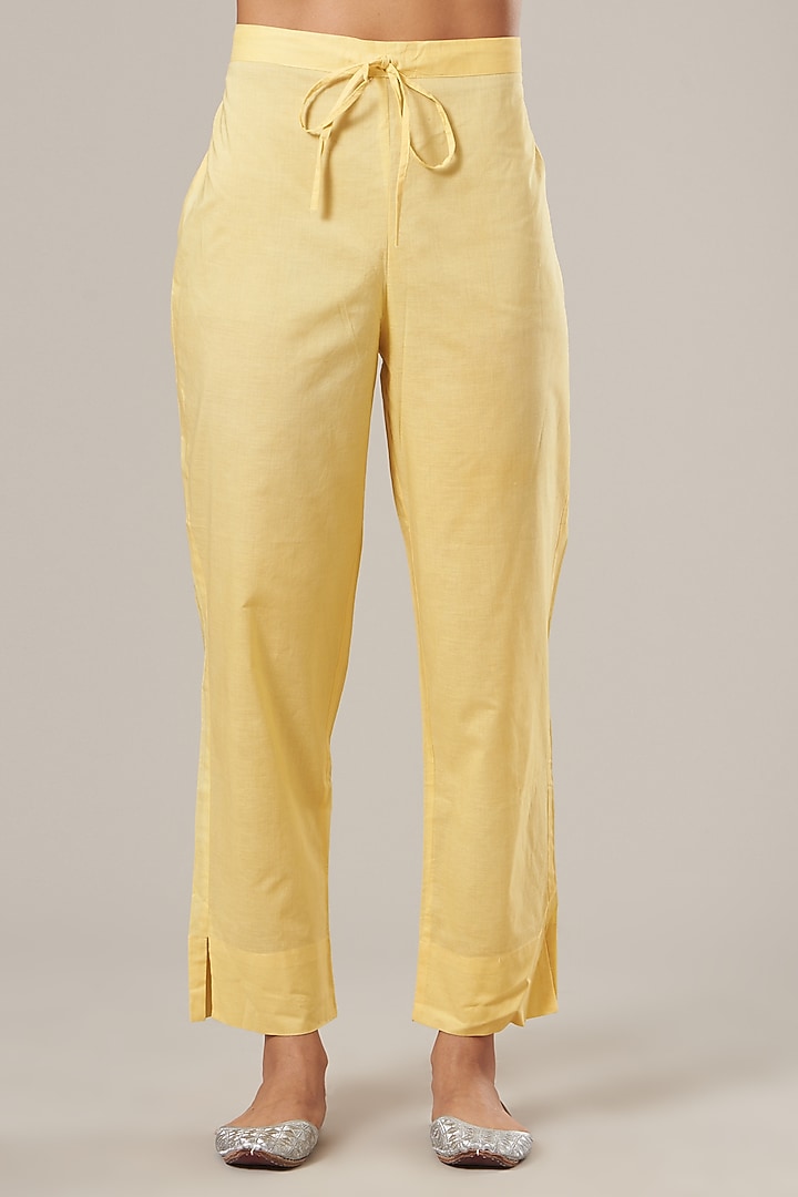 Yellow Embroidered Kurta Set by Vibrance by Ananya at Pernia's Pop Up Shop