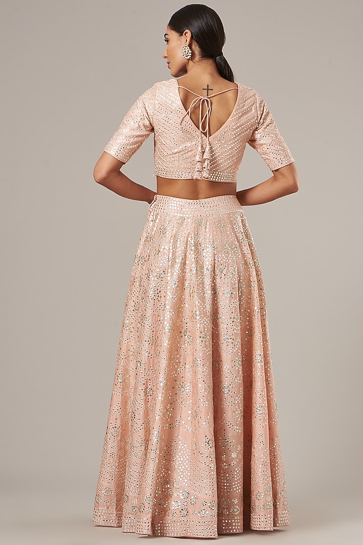 Peach Embroidered Wedding Lehenga Set by Vibrance by Ananya at Pernia's Pop Up Shop