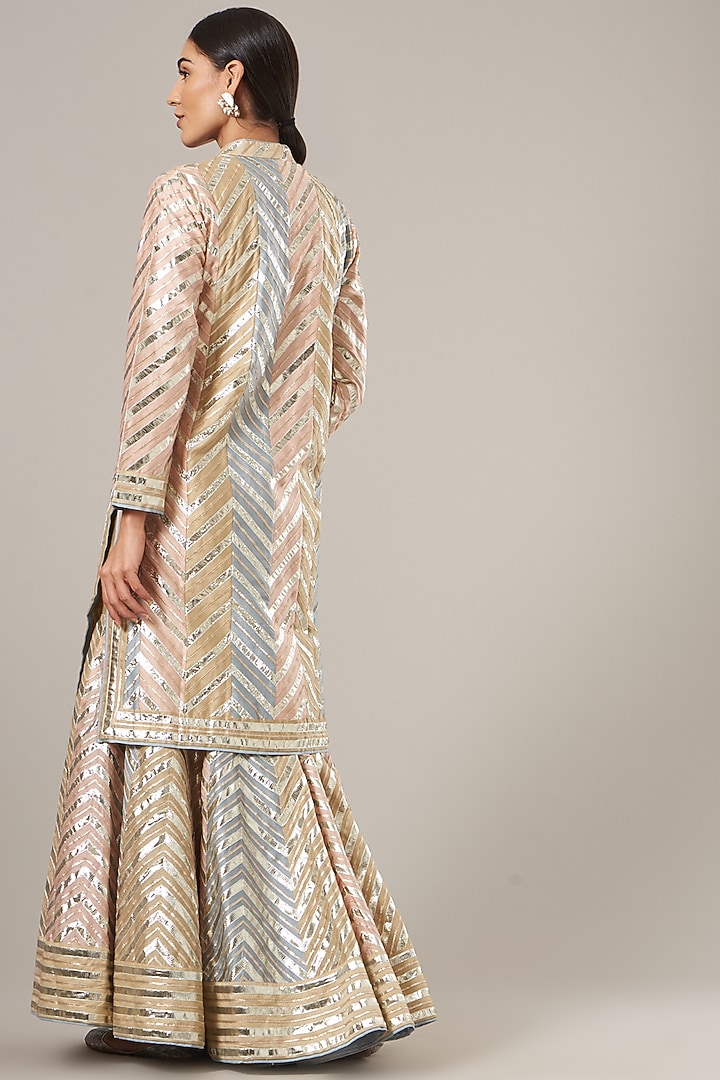Peach Embroidered Gharara Set by Vibrance by Ananya at Pernia's Pop Up Shop