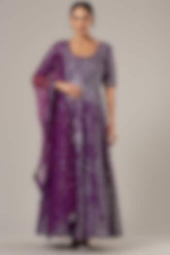 Purple Embroidered Anarkali Set by Vibrance by Ananya