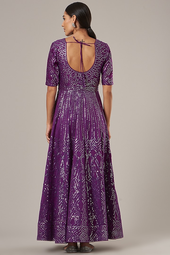 Purple Embroidered Bridal Anarkali Set by Vibrance by Ananya at Pernia's Pop Up Shop