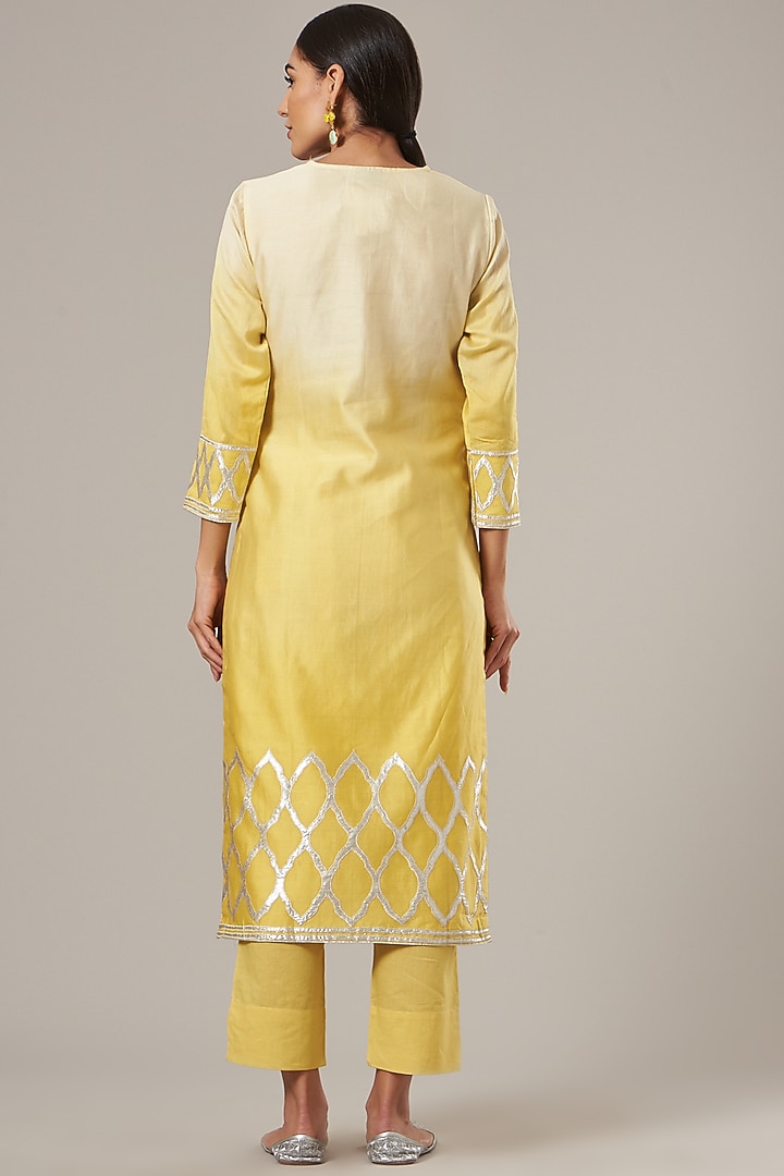 Yellow Embroidered Kurta Set by Vibrance by Ananya at Pernia's Pop Up Shop