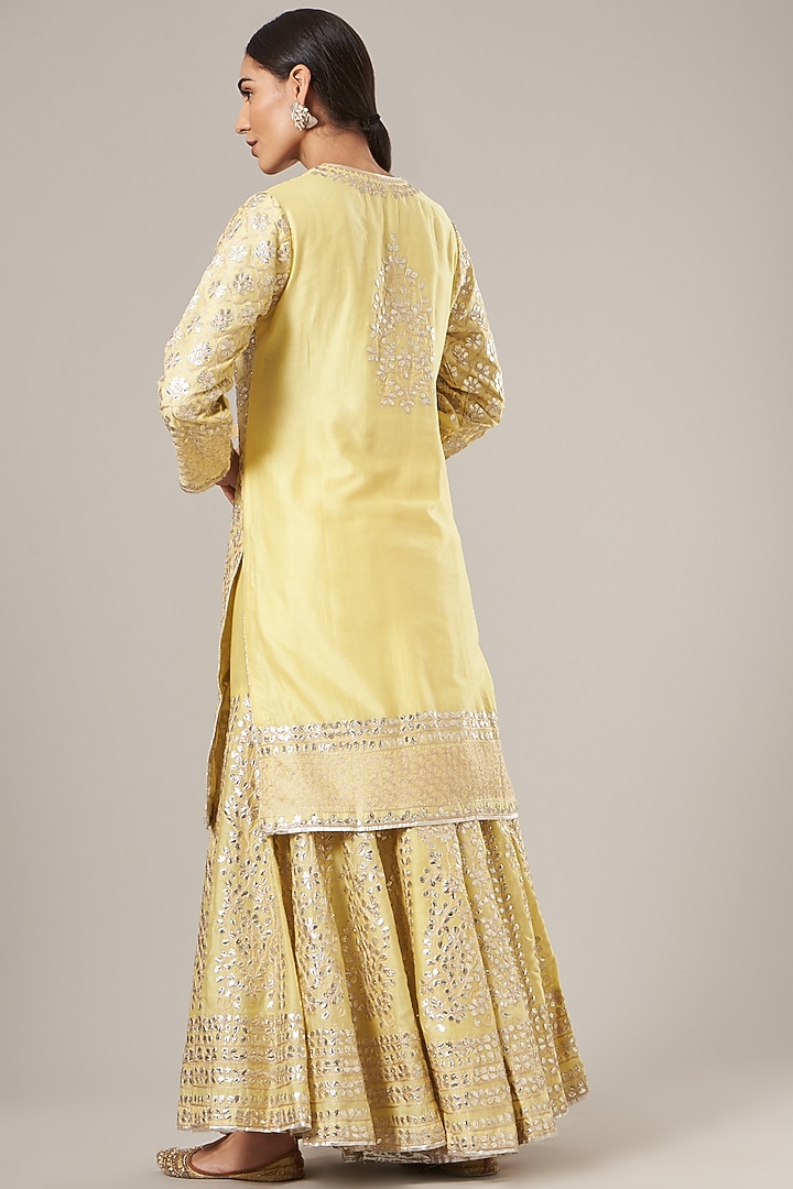 Lemon Yellow Embroidered Gharara Set by Vibrance by Ananya at Pernia's Pop Up Shop