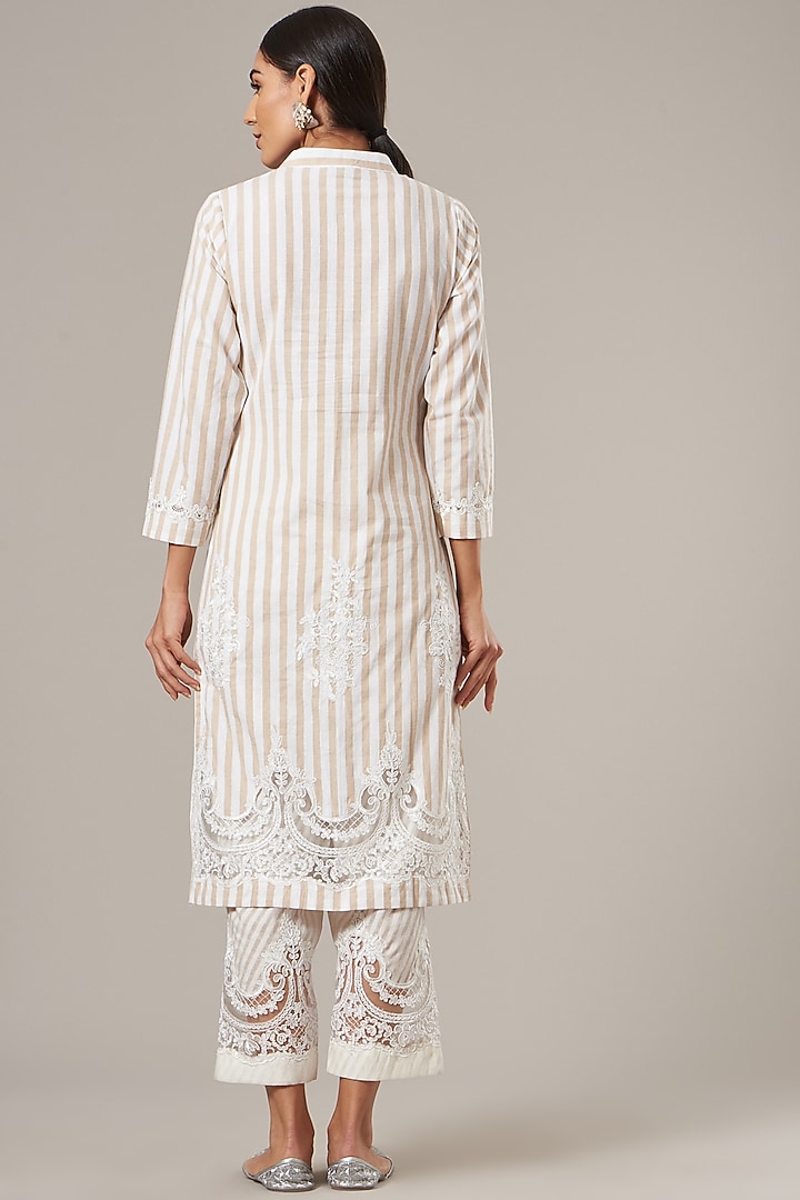 Beige Pure Cotton Kurta Set by Vibrance by Ananya at Pernia's Pop Up Shop
