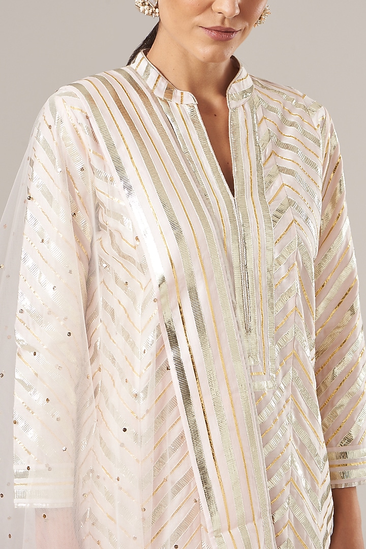 Baby Pink Pure Chanderi Silk Kurta Set by Vibrance by Ananya at Pernia's Pop Up Shop