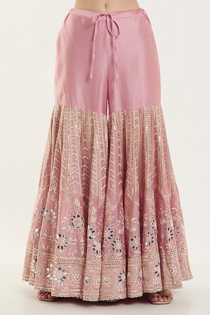 Blush Pink Embroidered Gharara Set by Vibrance by Ananya at Pernia's Pop Up Shop