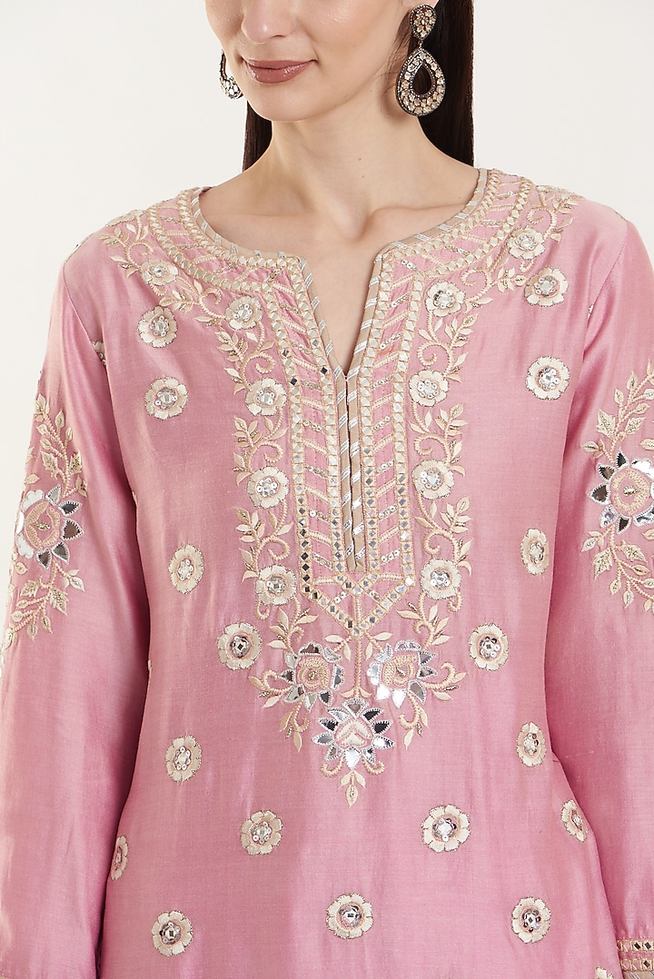 Blush Pink Embroidered Gharara Set by Vibrance by Ananya at Pernia's Pop Up Shop