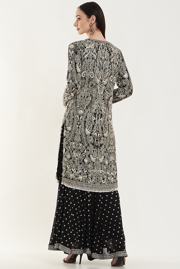 Black Embroidered Bridal Sharara Set by Vibrance by Ananya at Pernia's Pop Up Shop