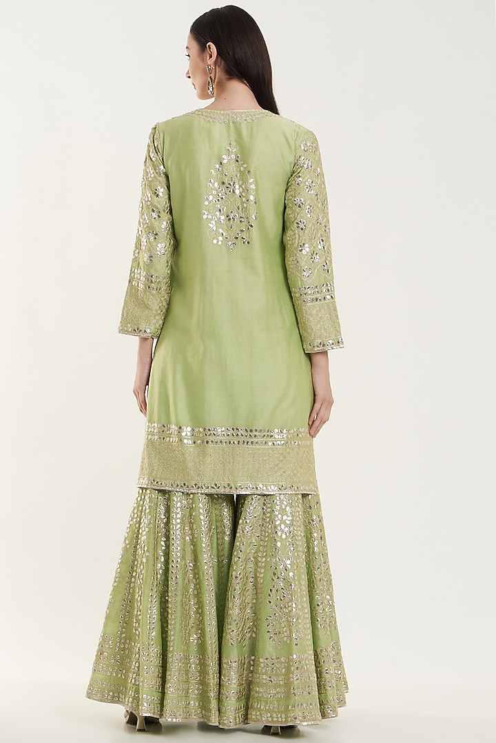 Mint Green Embroidered Gharara Set by Vibrance by Ananya at Pernia's Pop Up Shop