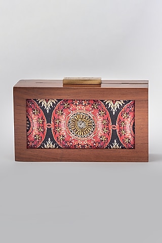 Red Wooden Clutch by Vareli Bafna Designs