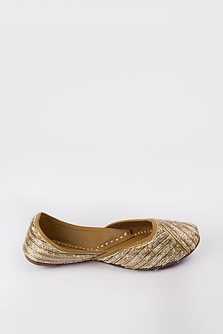 Gold & Silver Zari Embroidered Juttis by Vareli Bafna Designs