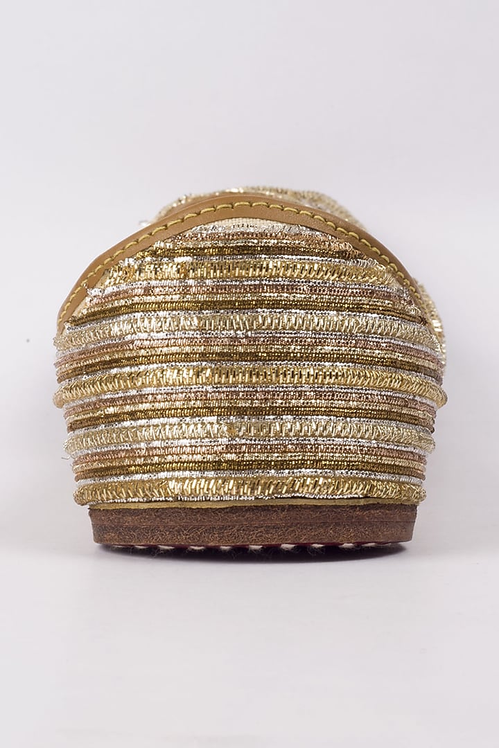 Gold & Silver Zari Embroidered Juttis by Vareli Bafna Designs at Pernia's Pop Up Shop