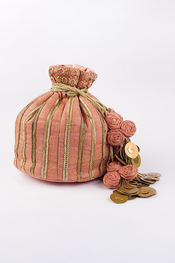 Pink Khadi Silk Potli by Vareli Bafna Designs at Pernia's Pop Up Shop