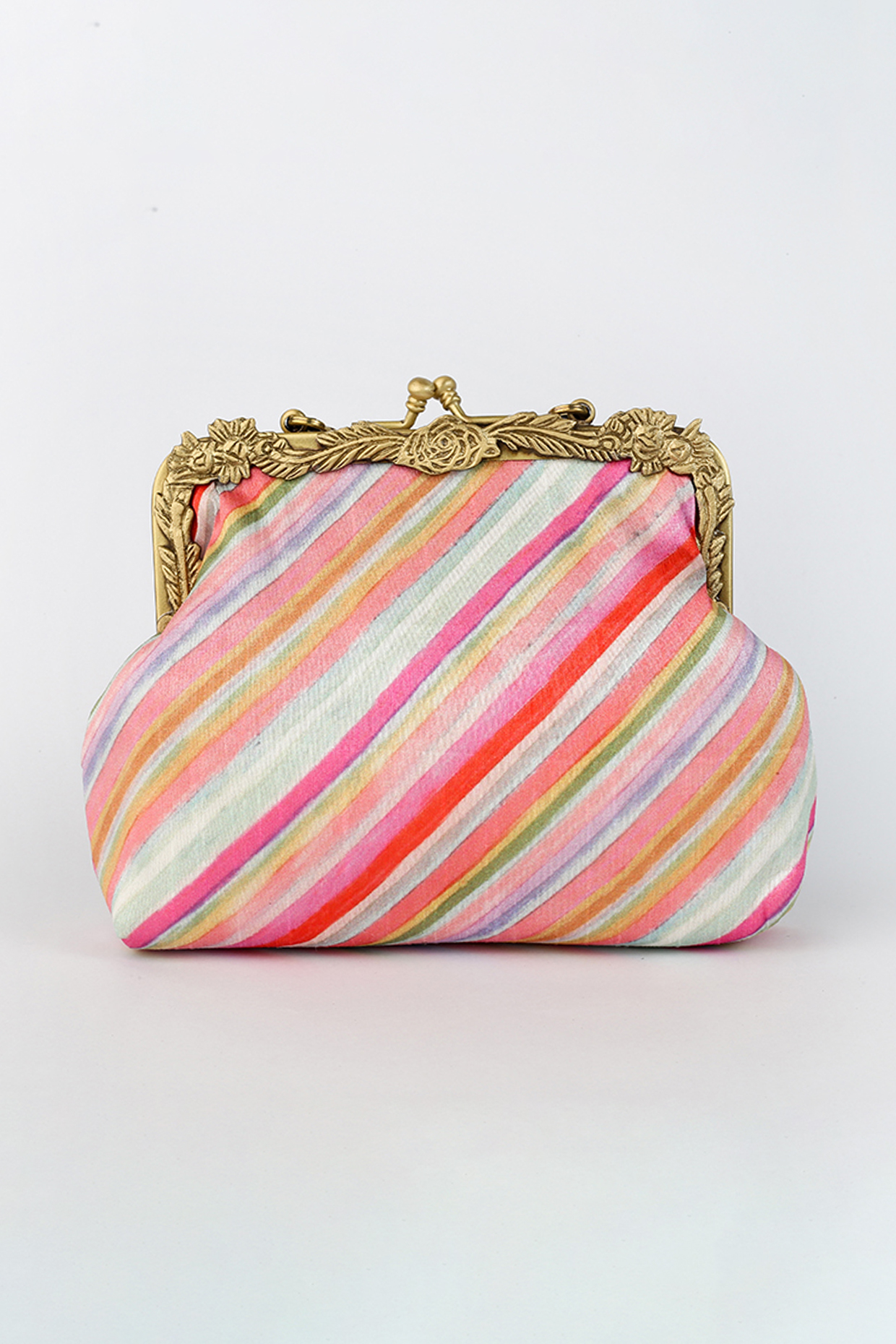 Multi Colored Potli Clutch With Diagonal Lines by Vareli Bafna Designs at Pernia's Pop Up Shop