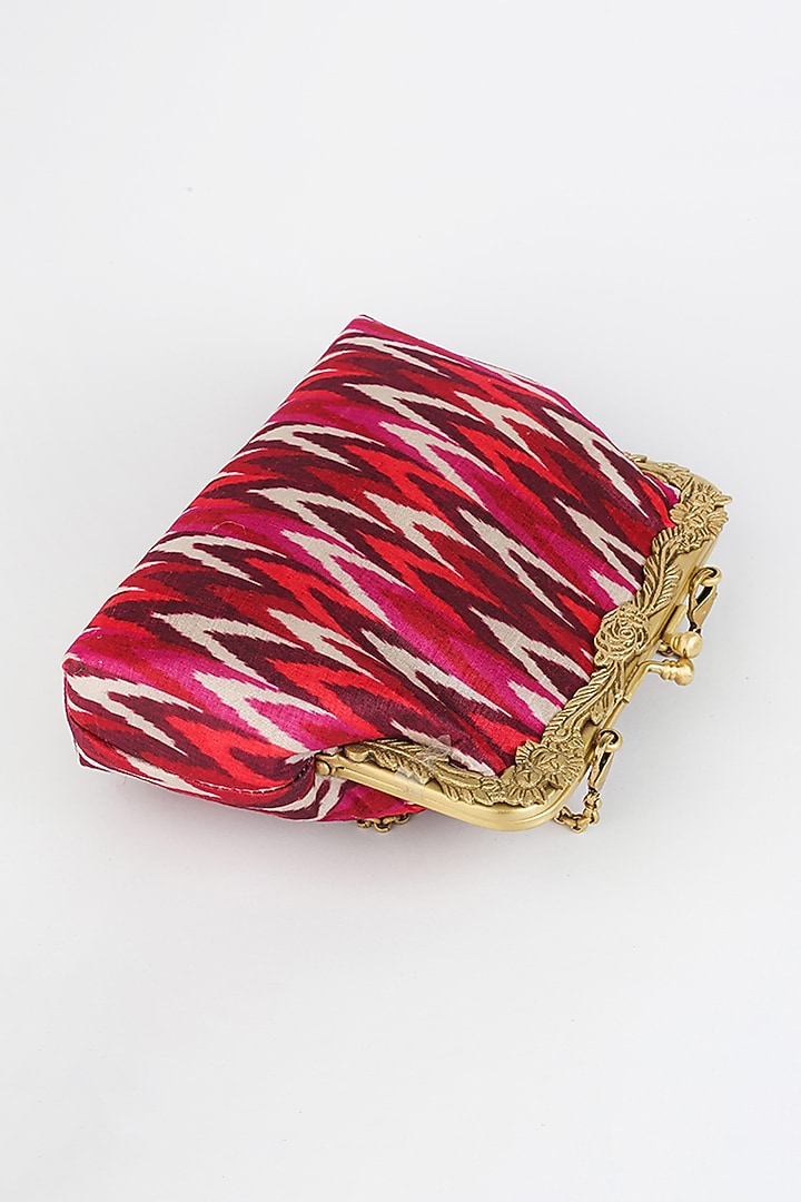 Red Ikat Printed Potli Clutch by Vareli Bafna Designs at Pernia's Pop Up Shop