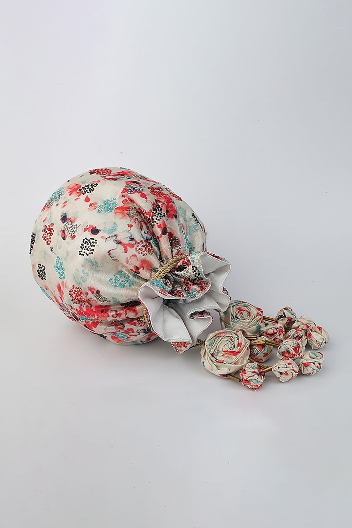 Multi Colored Embroidered & Printed Potli With Handmade Tassels by Vareli Bafna Designs at Pernia's Pop Up Shop