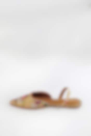 Golden Rod Braided Embroidered Flats by Vareli Bafna Designs at Pernia's Pop Up Shop