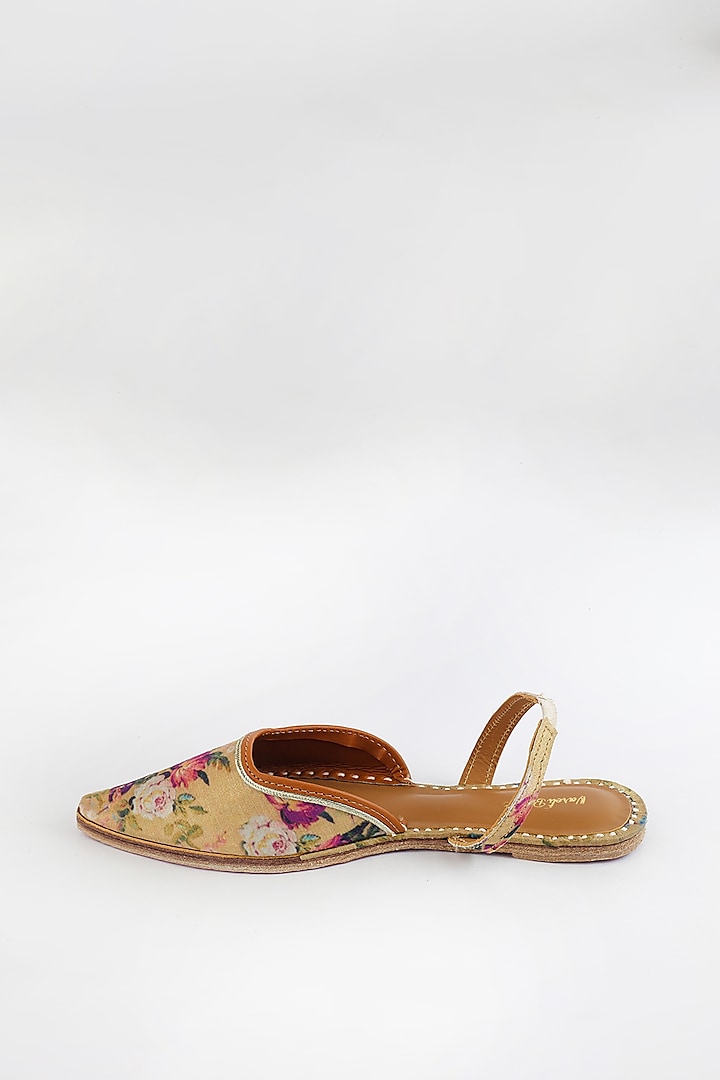 Golden Rod Braided Embroidered Flats by Vareli Bafna Designs at Pernia's Pop Up Shop