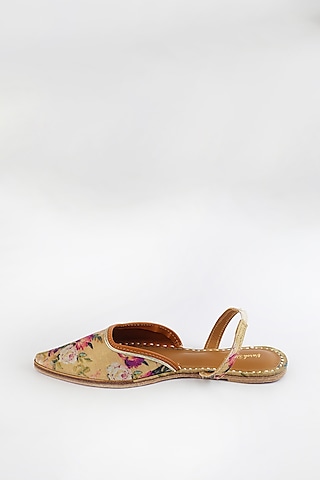 Golden Rod Braided Embroidered Flats by Vareli Bafna Designs