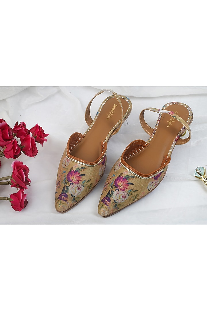 Golden Rod Braided Embroidered Flats by Vareli Bafna Designs at Pernia's Pop Up Shop