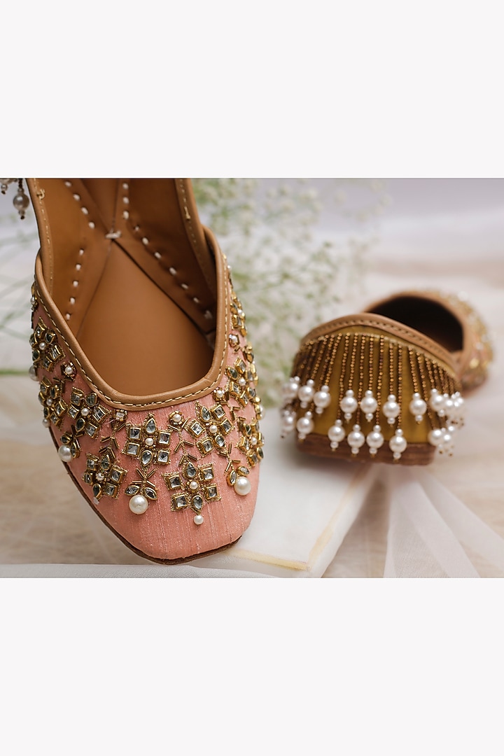 Bubblegum Pink Embroidered Juttis by Vareli Bafna Designs at Pernia's Pop Up Shop