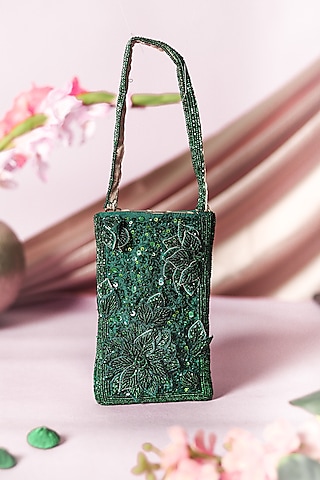 Green Sequins Bag by Vareli Bafna Designs