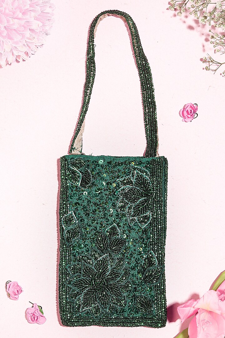 Green Sequins Bag by Vareli Bafna Designs at Pernia's Pop Up Shop