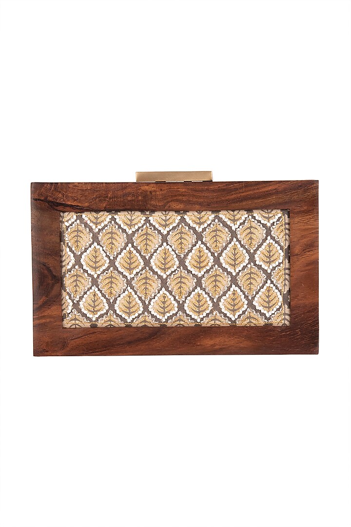 Grey Printed & Embroidered Clutch by Vareli Bafna Designs