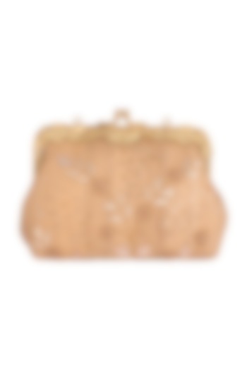 Gold French Knot Embroidered Clutch by Vareli Bafna Designs