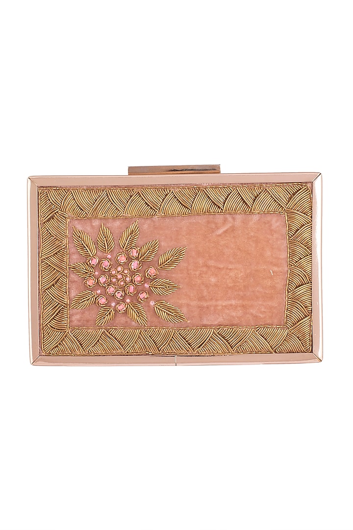 Onion Pink Embroidered Sling Clutch by Vareli Bafna Designs at Pernia's Pop Up Shop