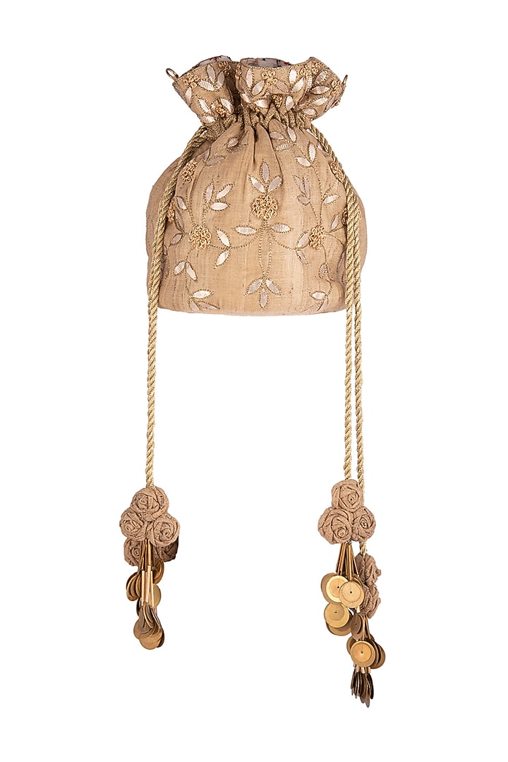 Gold Resham Embroidered Potli by Vareli Bafna Designs at Pernia's Pop Up Shop