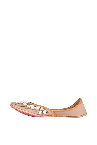 Blush Pink Embroidered Juttis by Vareli Bafna Designs