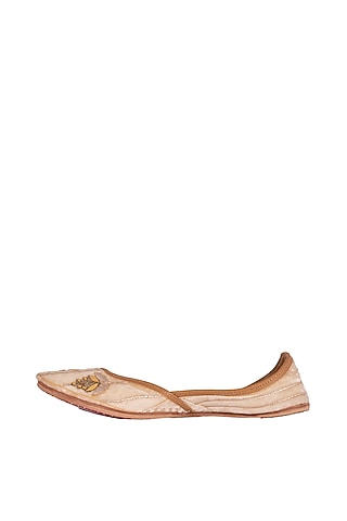 White Zardosi Embroidered Juttis by Vareli Bafna Designs