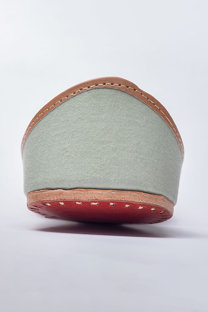 Green French Knot Embroidered Juttis by Vareli Bafna Designs at Pernia's Pop Up Shop