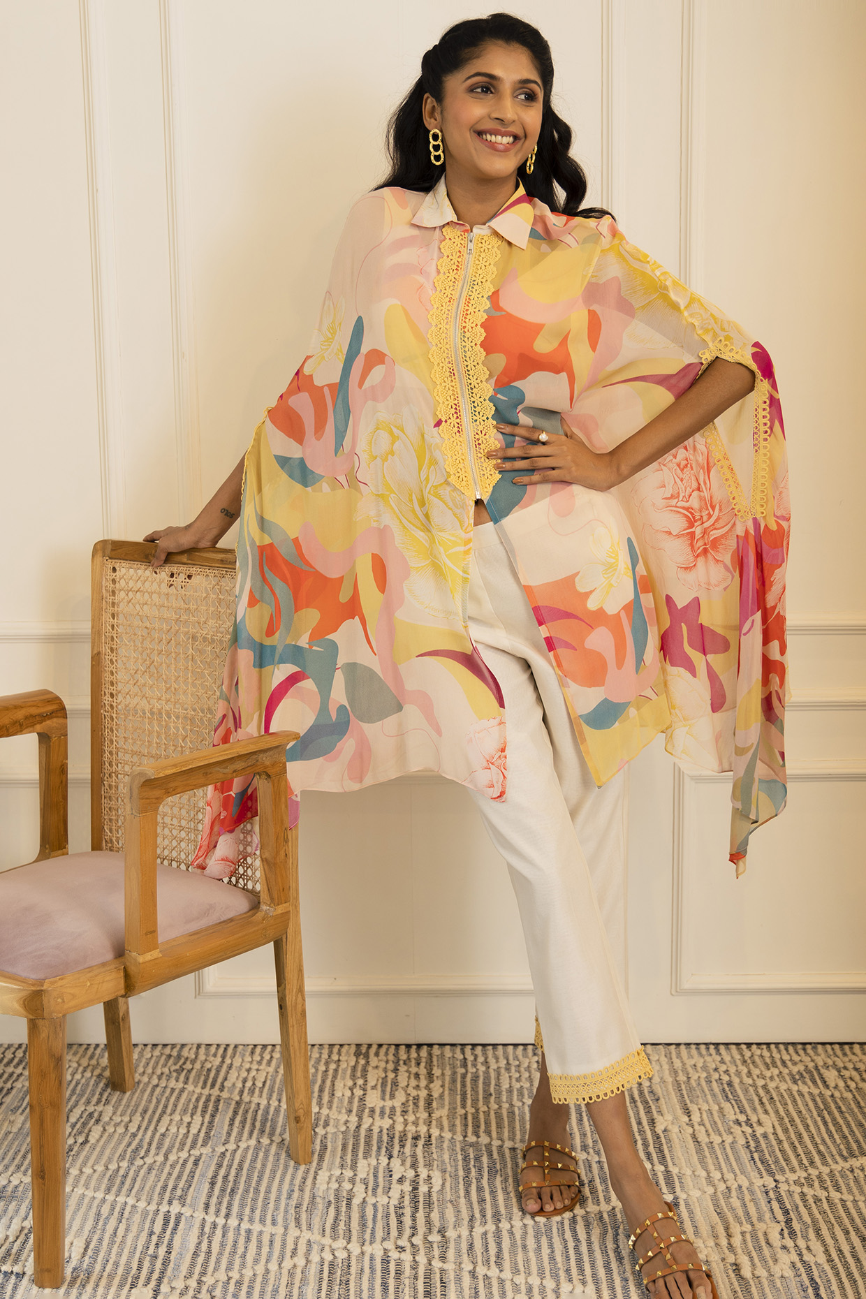 Multi-Colored Georgette Floral Printed Tunic Set by Varun Bahl Pret at Pernia's Pop Up Shop