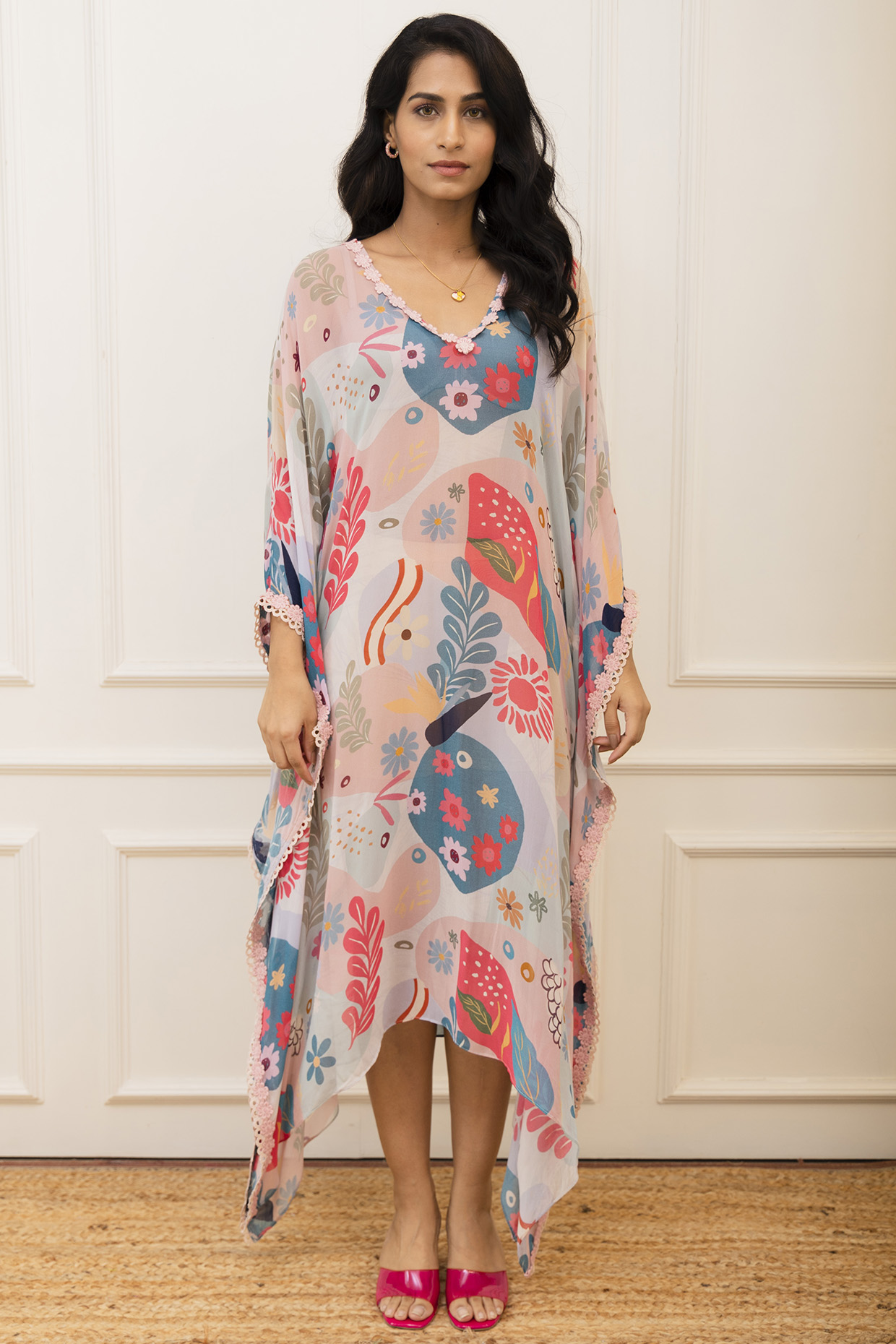Multi-Colored Georgette Printed Kaftan by Varun Bahl Pret at Pernia's Pop Up Shop